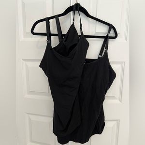 Lot of 2 black nursing camis with shelf bra. One has tags.